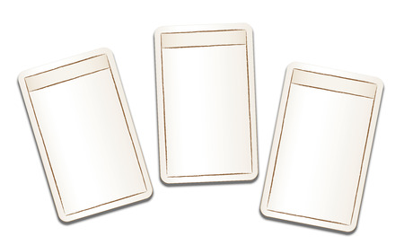 Vintage playing cards with blank front sides and fields to be labeled. Isolated vector illustration on white background.のイラスト素材