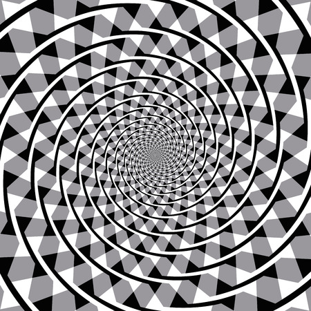Fraser spiral optical illusion. Also known as the false spiral or the twisted cord illusion. The overlapping arc segments appear to form a spiral, but the arcs are a series of concentric circles.のイラスト素材