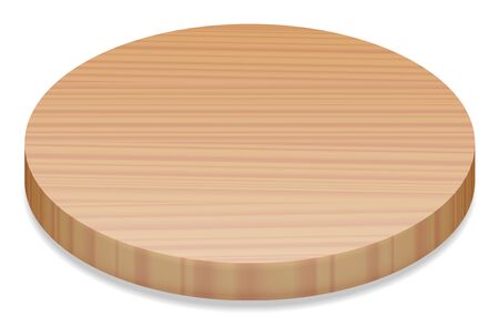 Round wooden board, perspective view - isolated vector illustration on white background.のイラスト素材