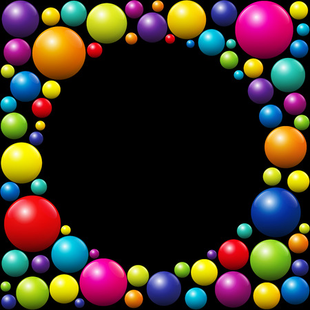 Colorful balls - black round frame in the middle.のイラスト素材