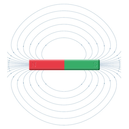 Magnetism - magnetic field produced by north and south poles of a bar magnet.のイラスト素材