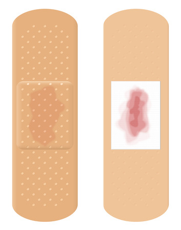 Blood stains on adhesive bandage - surface and reverse.のイラスト素材