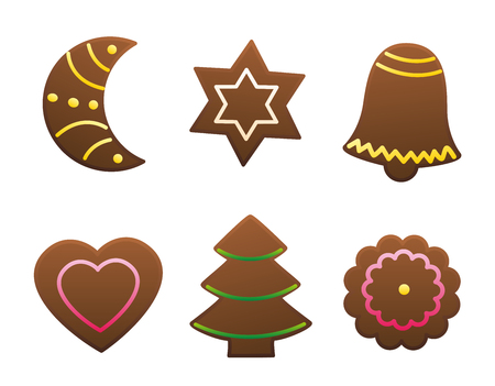 Gingerbread cookies variety - isolated vector illustration on white background.のイラスト素材