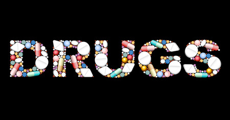 DRUGS composed with pills and capsules.のイラスト素材