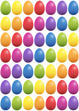 Easter eggs color spectrum background - seamless pattern. Isolated vector illustration on white background.のイラスト素材
