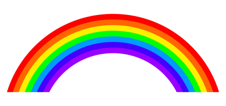 Seven colors rainbow illustration on white background. Arc with bands in the main colors of the spectrum.のイラスト素材