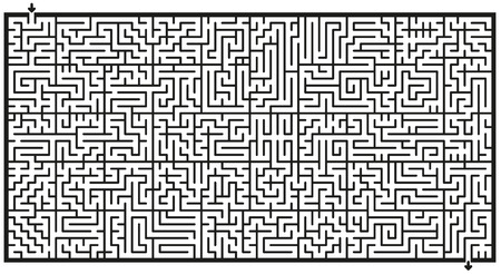 Maze - horizontal format labyrinth - isolated vector illustration over white background.のイラスト素材