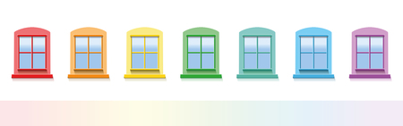 Seven colorful windows. Isolated vector illustration on white background.のイラスト素材