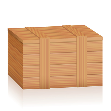 Wooden box. Tightly closed timber crate with wood texture and planksのイラスト素材
