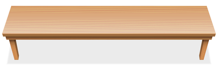 Very long table, extra long tabletop with wooden texture. Perspective view from above. Horizontal isolated vector illustration over white background.のイラスト素材