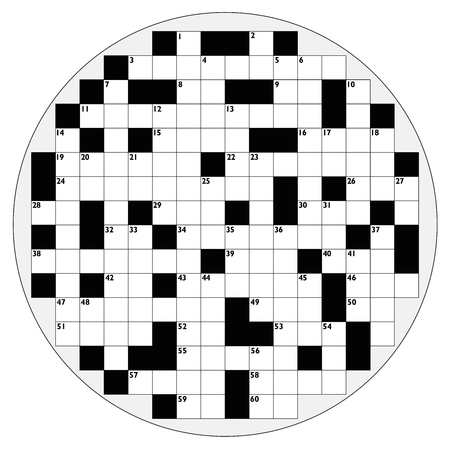 Round crossword with empty boxes to insert any words for a clear message, brief heading or explicit information in keywords - circular shaped template.のイラスト素材