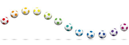 Colored soccer ball wave. Seamless extendable vector illustration on white background.のイラスト素材