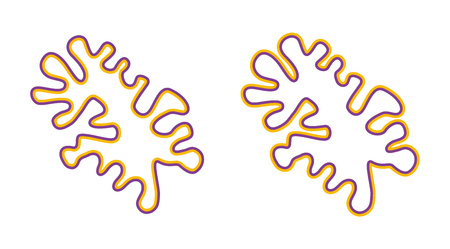 Watercolor optical illusion. A double contour of darker and lighter colors inside a figure seems to produce a watercolored area. Positioned on the outside, the figure appears to be brighter. Vector.のイラスト素材
