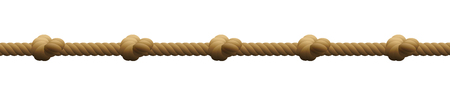 Rope with knots. Isolated vector illustration on white background.