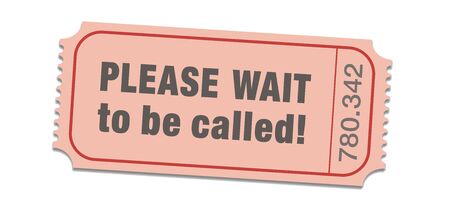 Please wait ticket. Single waiting list ticket with high number for patient ones. Isolated vector...