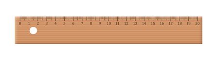 Wooden ruler. Old vintage school mathematics tool for measuring. Isolated vector illustration on white background.のイラスト素材