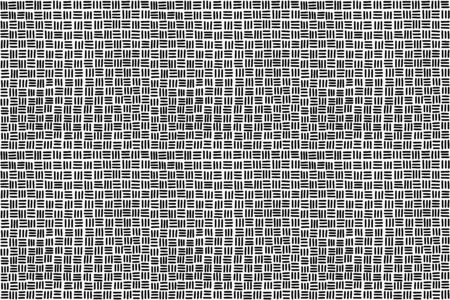 Seamless basketweave pattern background in black and white. Hand-drawn horizontal and vertical strands, resulting in square pattern, associated with woven baskets. Illustration over white. Vector.のイラスト素材