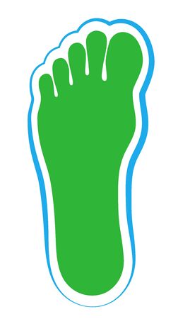 Green footprint, ecological footprint. Symbol for ecology, natural environment and low energy consumption. Natural green logo with water blue frame. Isolated vector on white.のイラスト素材