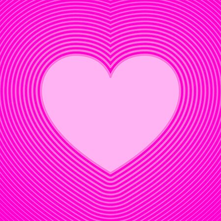 Pink heart symbol with offset lines. Template for use as a background or for a greeting card. The heart shape is an ideograph used to express emotions such as romantic love. Illustration. Vector.のイラスト素材