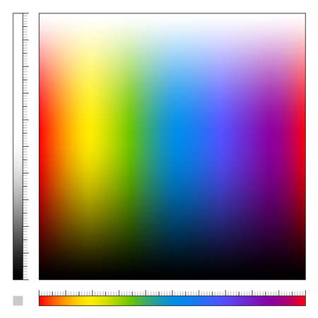 Color field with different saturation and rainbow colored gradient, spectrum of visible light, all colors of the rainbow from light to dark - square size vector illustration.のイラスト素材