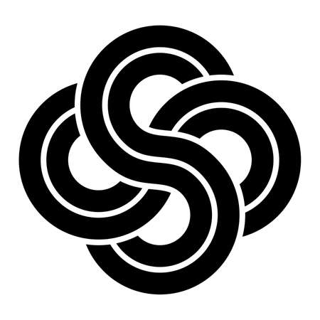 Inverted ribbons in the shape of a figure of eight, interlock and overlap, forming a meditative symbol and a mandala. Modeled on a crop circle found in September 2020 in England. Illustration. Vector.のイラスト素材