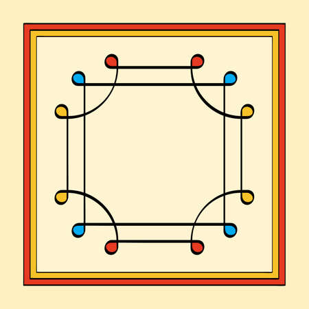 Colored Thai Yantra, overlapping squares with looped corners, also Ring of Solomon. Ancient symbol, first depicted in the Indus valley, used as seal or protection on a ring, amulet or talisman. Vectorのイラスト素材