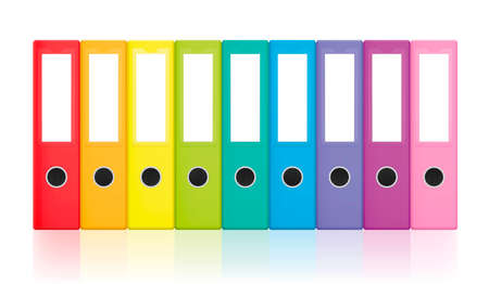 Ring binders, colorful blank leaf binder set, rainbow colored collection for happy office work and...