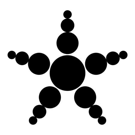 Pentagram symbol. Starfish shaped five-pointed star, with arms of 3 circles each, tapering in the golden ratio, arranged around a main circle. Crop circle pattern found at Woodboroのイラスト素材