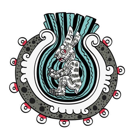 Metztli, Aztec goddess of the Moon, night and farmers. After the 4th sun perished, two suns were created. A rabbit where thrown into the 2nd sun, and became the Moon.のイラスト素材