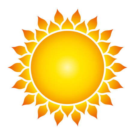 Sun symbol and solar disk with thirty-six flames. Bright, colorful and golden sunflower-like pattern. Sacred Geometry, modeled on a crop circle pattern found near Potterne.のイラスト素材