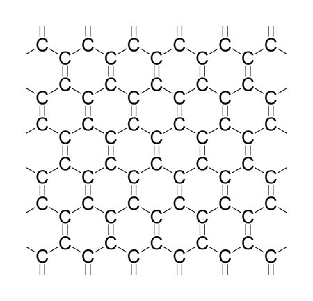 Structure of graphene. An allotrope of carbon, consisting of a single layer of carbon atoms arranged in a hexagonal lattice nanostructure, a two-dimensional honeycomb lattice.のイラスト素材