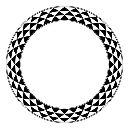 Fibonacci pattern circle frame. Decorative checkered border made by triangles which are constructed and arranged according the Fibonacci series.のイラスト素材
