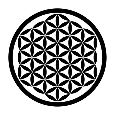 Flower of Life pattern. Geometric figure and ancient symbol used for ornamentation, decor and spiritual meditation in cultures all over the world.のイラスト素材