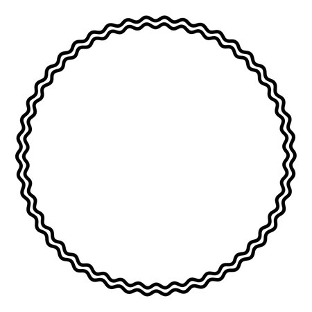 Two bold wavy lines forming a large black circle frame. Decorative border, made by two black serpentine lines. Snake-like circular frame and decorative surround.のイラスト素材