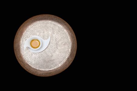 flat design coffee for with water on a black backgroundの写真素材
