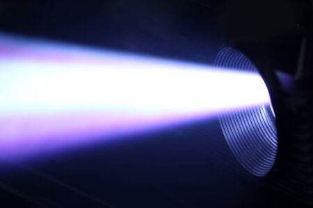 beamed light shining with a bright beam. With white and purple color
