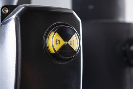 Indicator and switch for an open and close position. With radiation symbolの写真素材