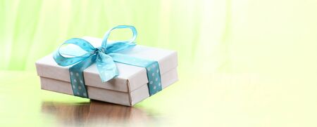 christmas presents with copy space with a ribbon bow