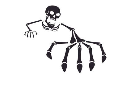 Halloween illustration with scull and skeleton with copy spaceの写真素材
