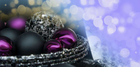 christmas decoration with colorful christmas balls. with copy spaceの写真素材