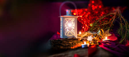 Christmas Cards Background Concepts with Candlesの写真素材