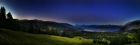 Lake Sarnen is a lake in the Swiss canton of Obwaldenの写真素材