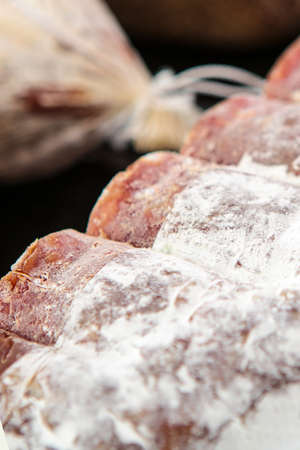 Fresh raw red meat at the butcherの写真素材