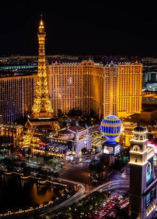 Long exposure of the Paris Las Vegas hotel on the Las Vegas Strip on the 12th August 2018のeditorial素材