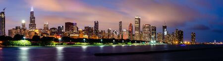 Panorama of the Chicago Loop skylineのeditorial素材