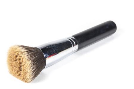 brown make up brush On white backgroundの写真素材