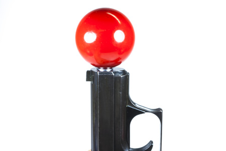 gun and snooker Games On white の写真素材