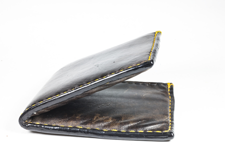 Brown Leather purse on a white background.