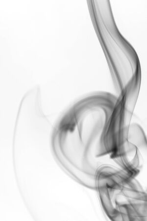 Black smoke  on white backgroundの写真素材