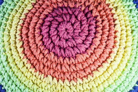 Colorful knitting wool hats On white backgroundの写真素材